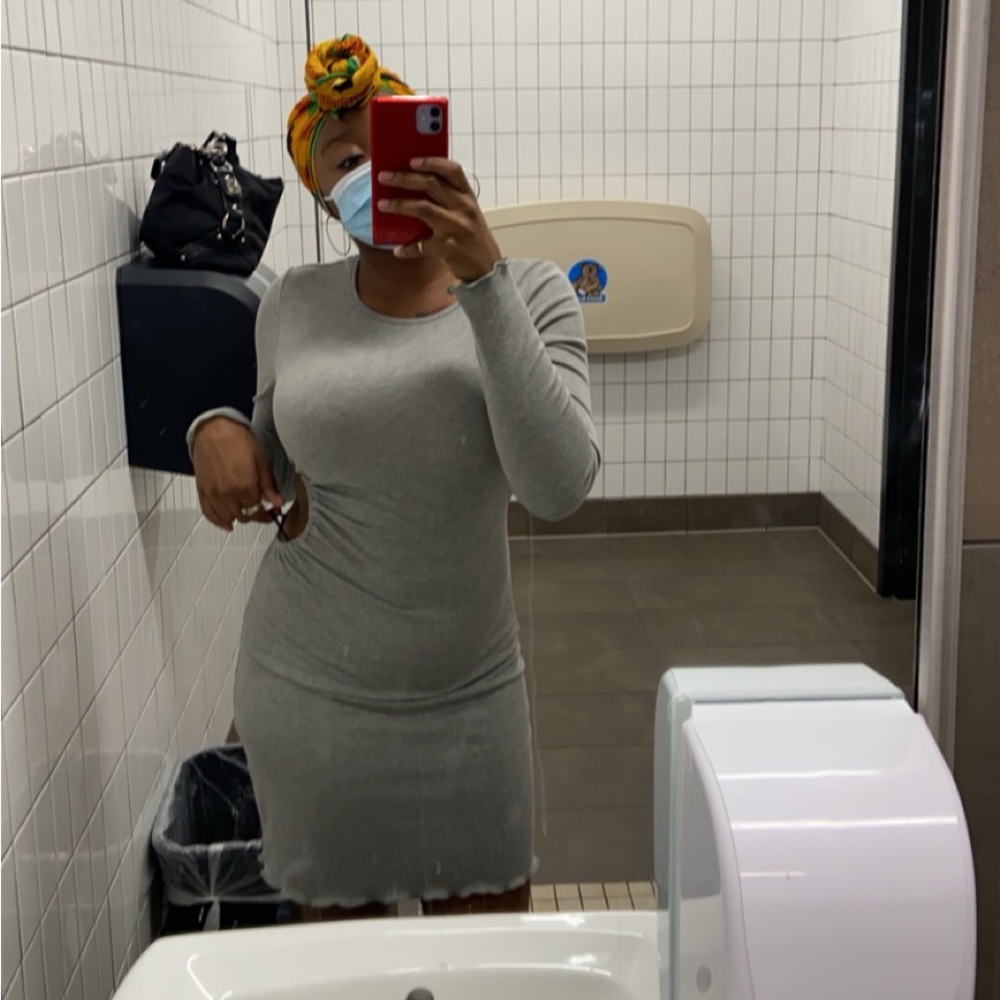 SHEIN Gray Ruched Casual Dress